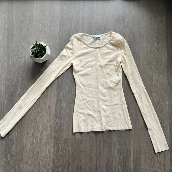 ZARA Nude Long-Sleeve Mesh/See-Through Top - Picture 2 of 9